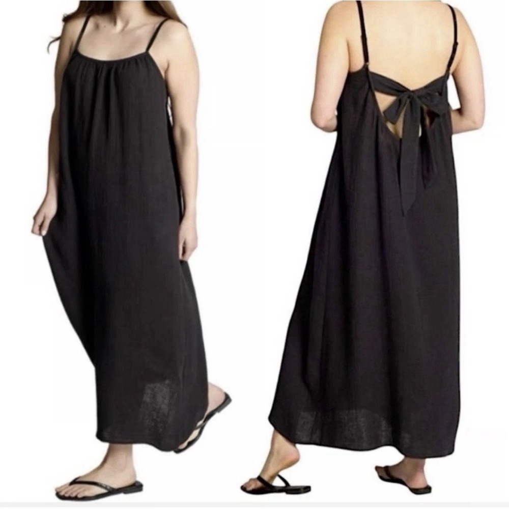 NWT $128 MSRP Sol Angeles Gauzy Maxi Dress Black XS/S Beach Travel Boho Staple - Picture 2 of 10